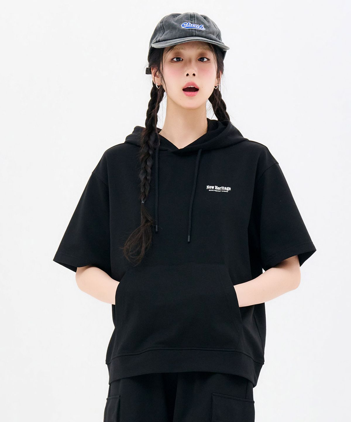 체이스컬트(CHASECULT) 공용 쿨링 코튼 반팔 후드 티셔츠-FBRU5812D03
