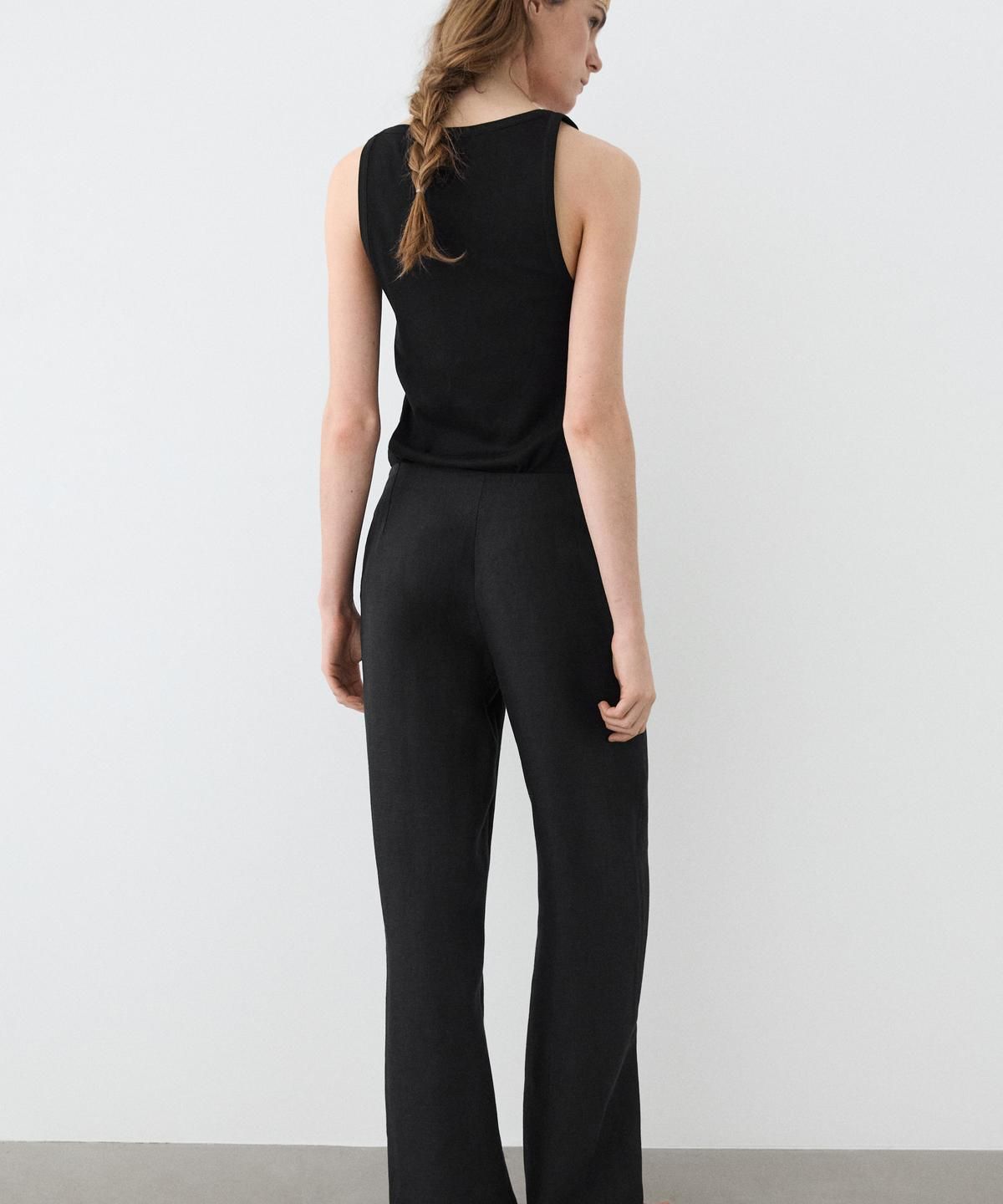 마시모두띠(MASSIMO DUTTI) 스트레이트핏 플루이드 린넨 팬츠