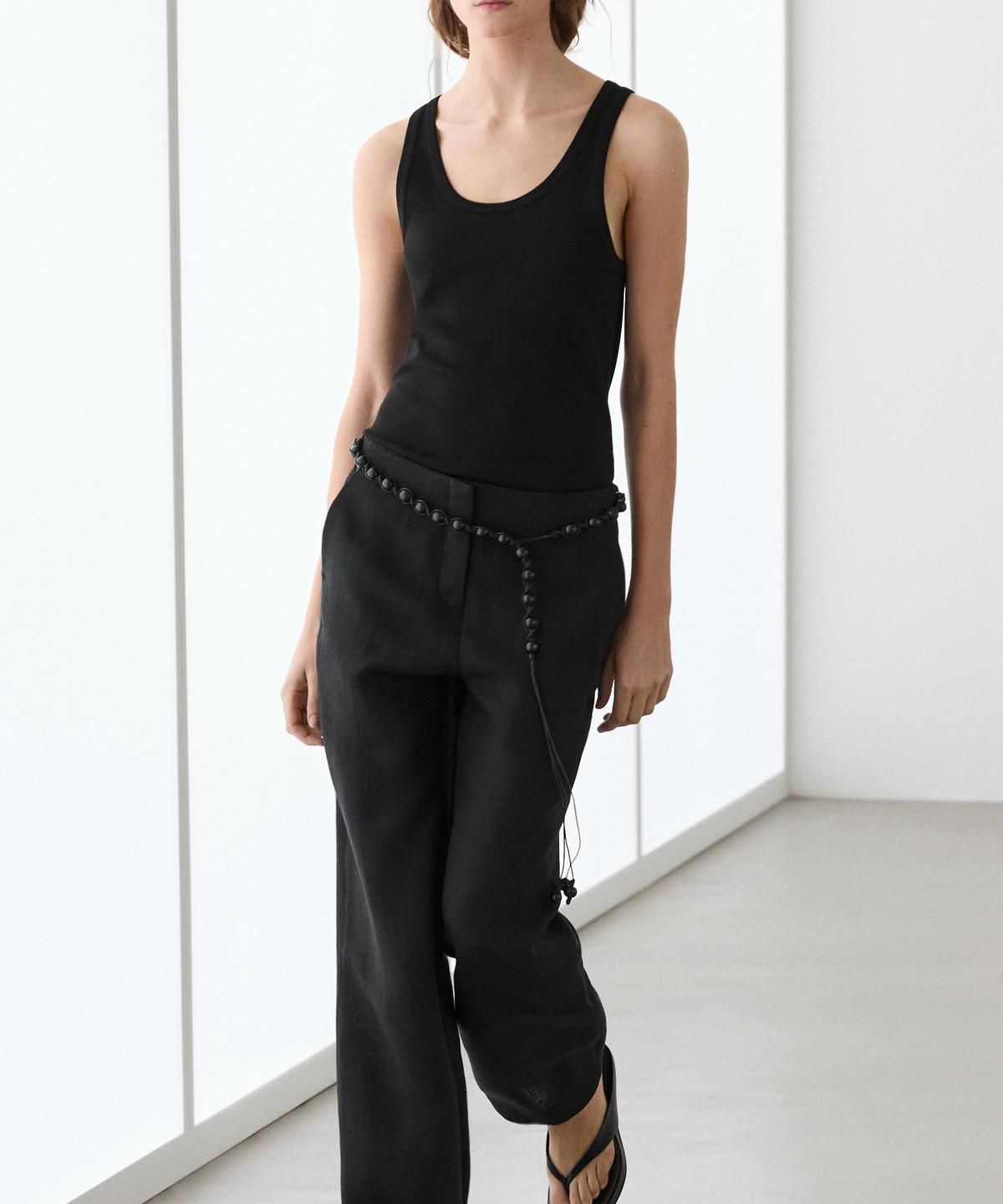 마시모두띠(MASSIMO DUTTI) 스트레이트핏 플루이드 린넨 팬츠
