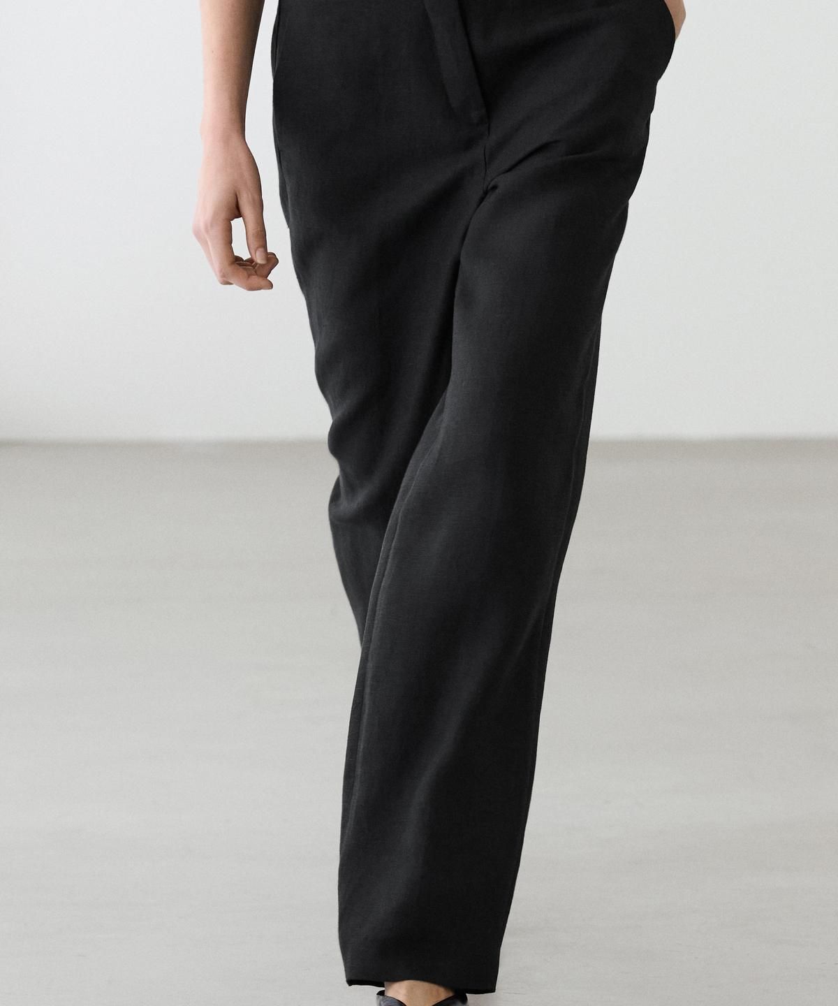 마시모두띠(MASSIMO DUTTI) 스트레이트핏 플루이드 린넨 팬츠