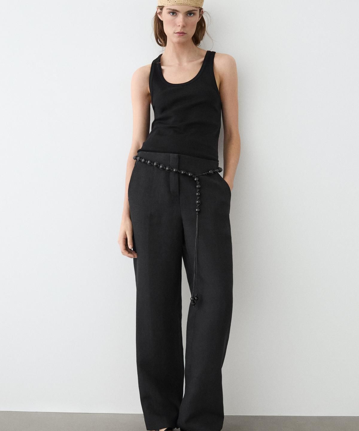 마시모두띠(MASSIMO DUTTI) 스트레이트핏 플루이드 린넨 팬츠