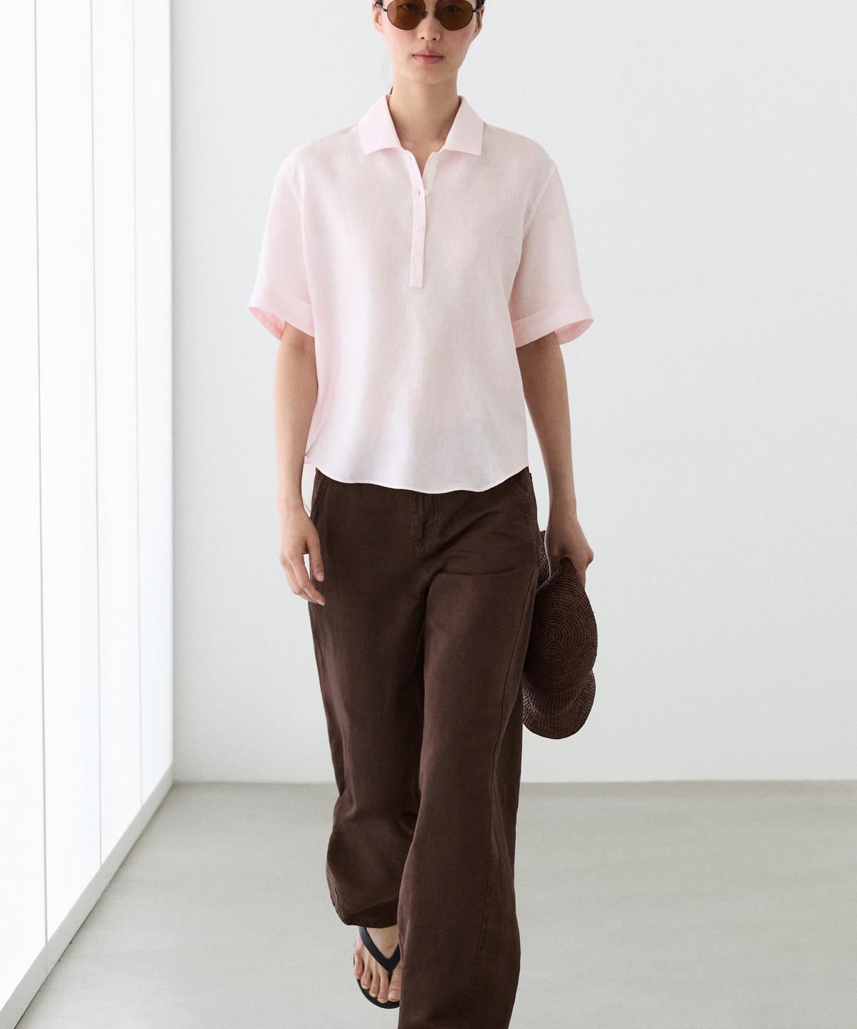 마시모두띠(MASSIMO DUTTI) 스티치 디테일 린넨 팬츠