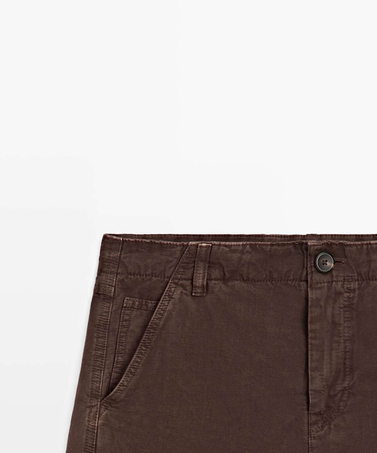 마시모두띠(MASSIMO DUTTI) 스티치 디테일 린넨 팬츠