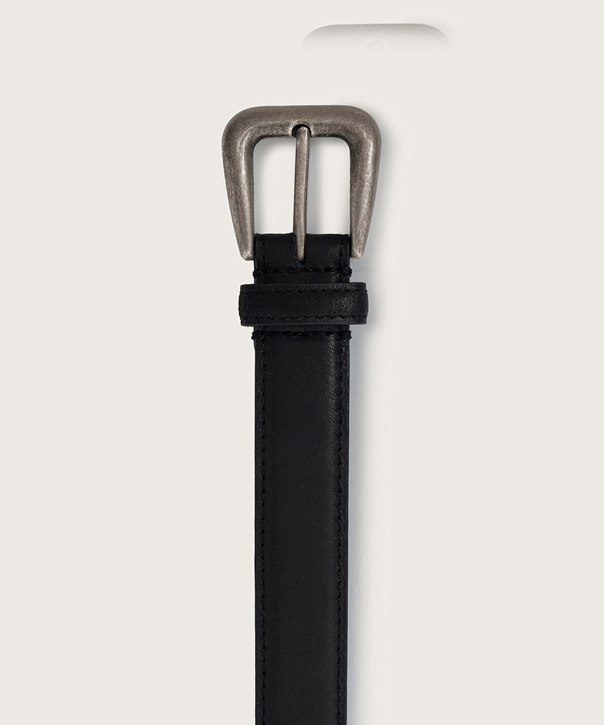 넛넛(NUTNUT) Rounded Square Leather Belt - BLACK