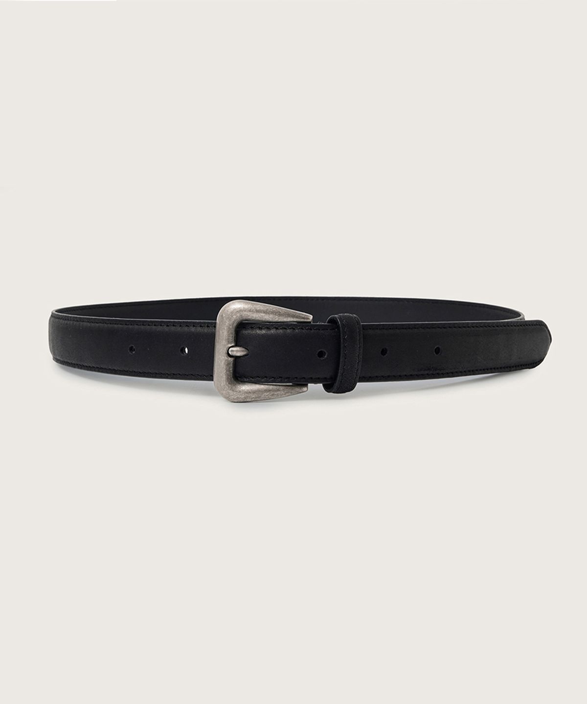 넛넛(NUTNUT) Rounded Square Leather Belt - BLACK