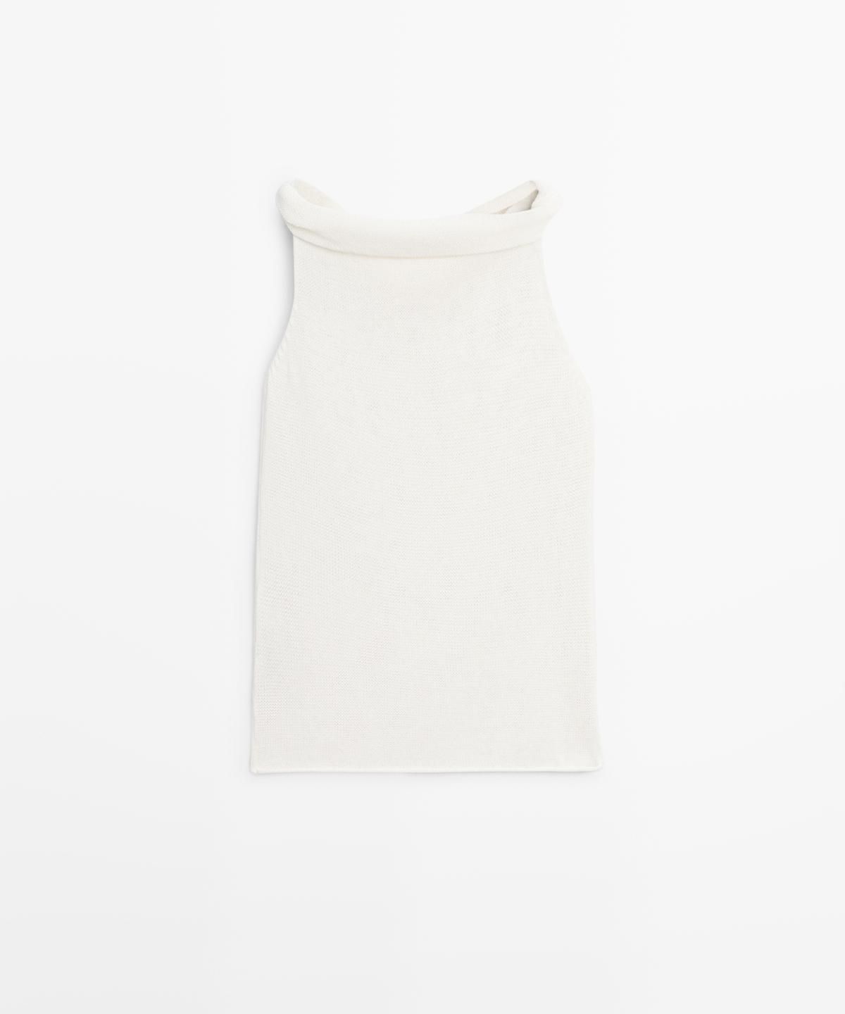 마시모두띠(MASSIMO DUTTI) 리브드 스트랩리스 니트 탑