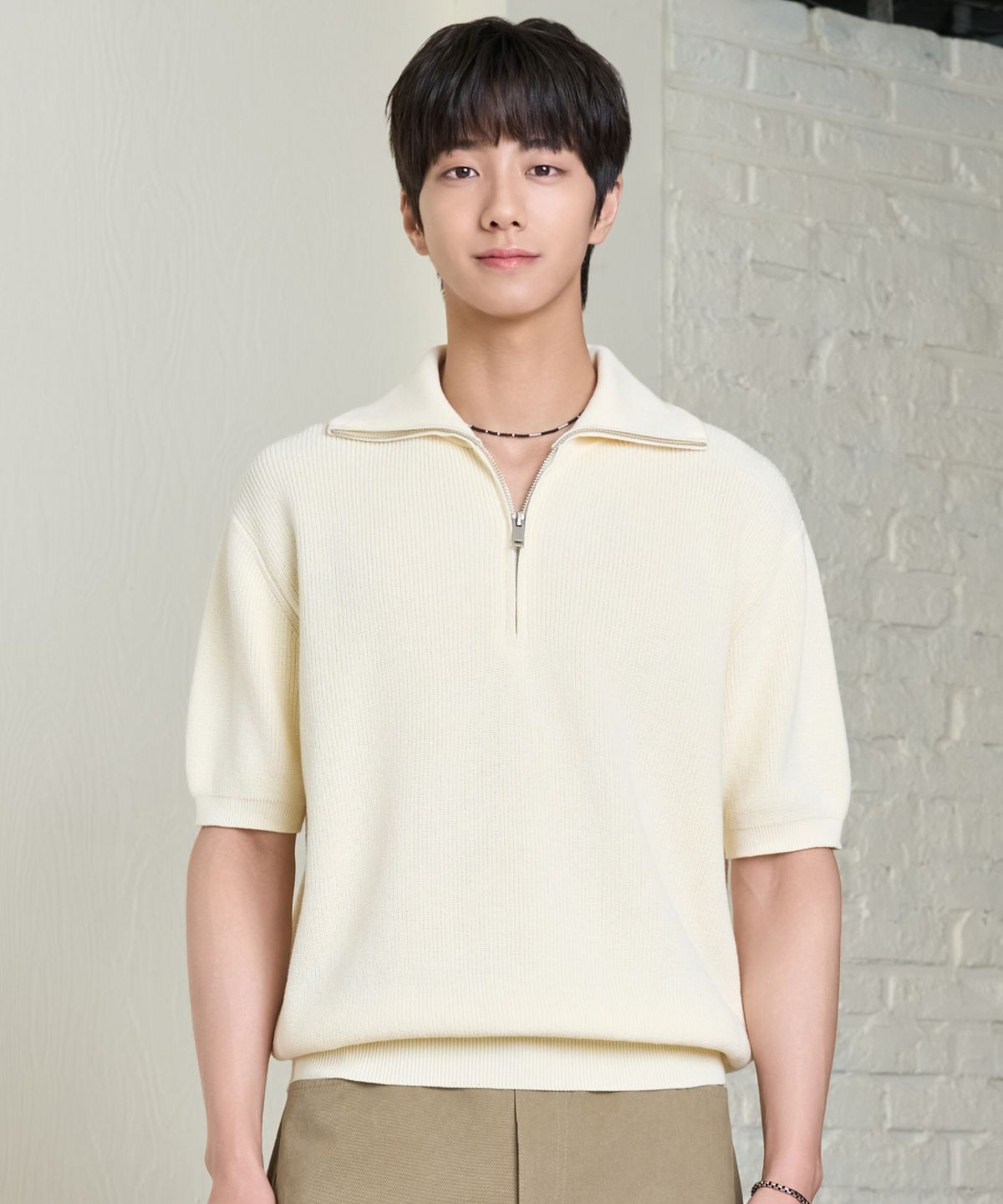 효지(HYOJI) 26 SS 워셔블 코튼 하프 집업 크롭 니트 (8컬러)