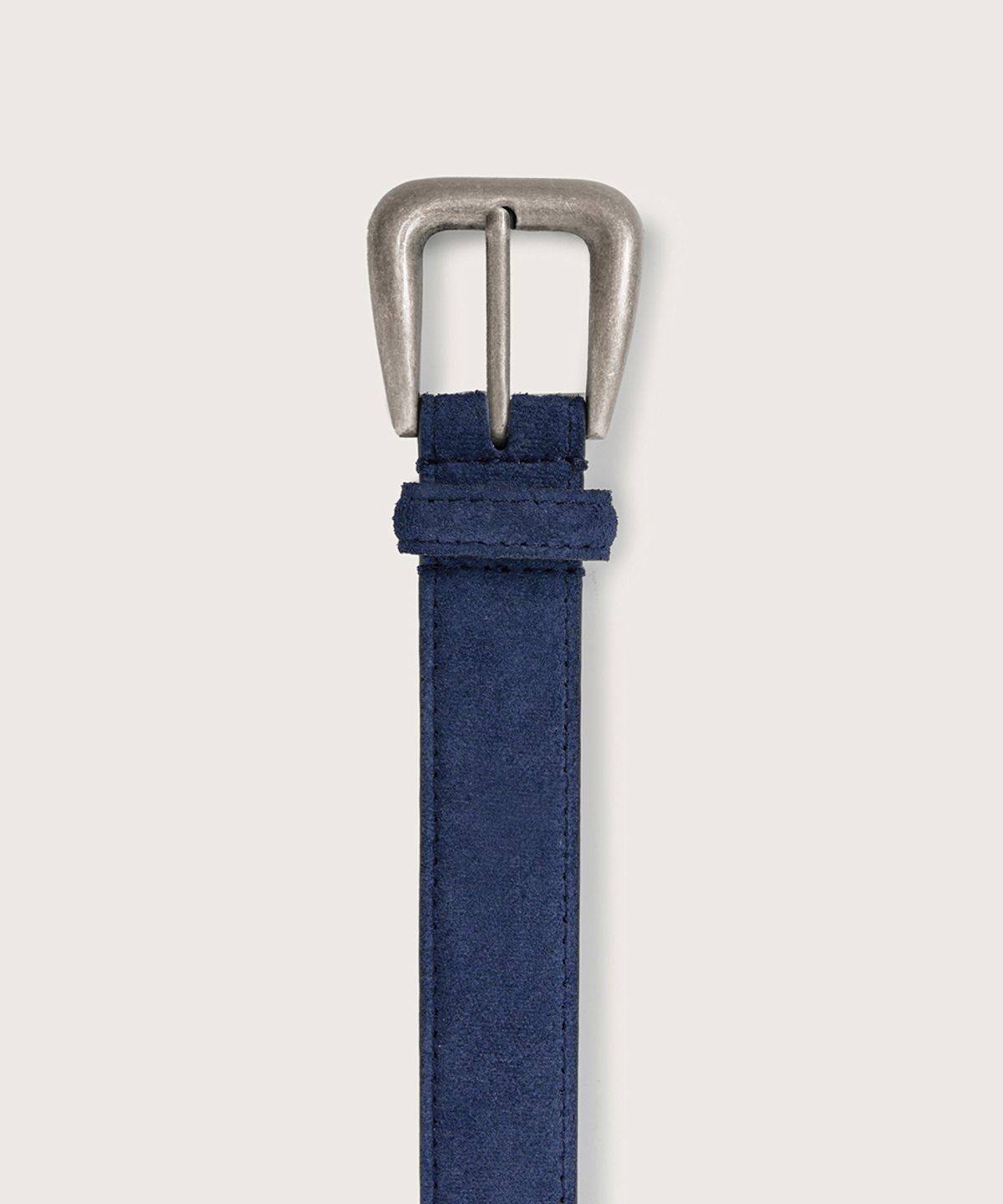 넛넛(NUTNUT) Rounded Square Leather Belt - NAVY
