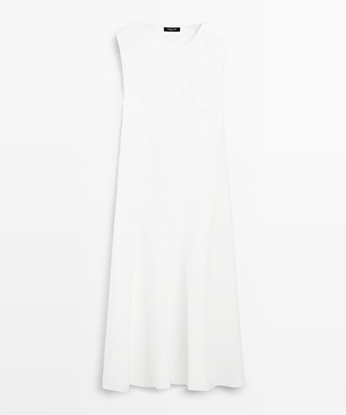 마시모두띠(MASSIMO DUTTI) 100% 린넨 플루이드 미디 원피스