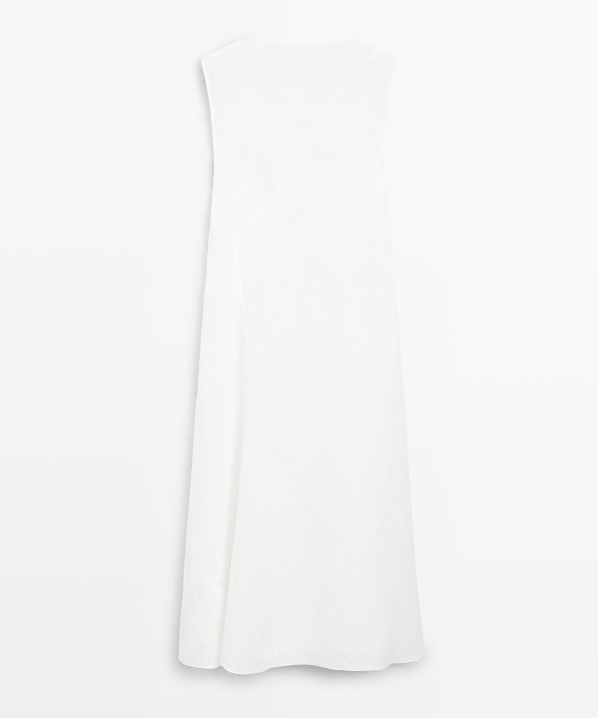 마시모두띠(MASSIMO DUTTI) 100% 린넨 플루이드 미디 원피스