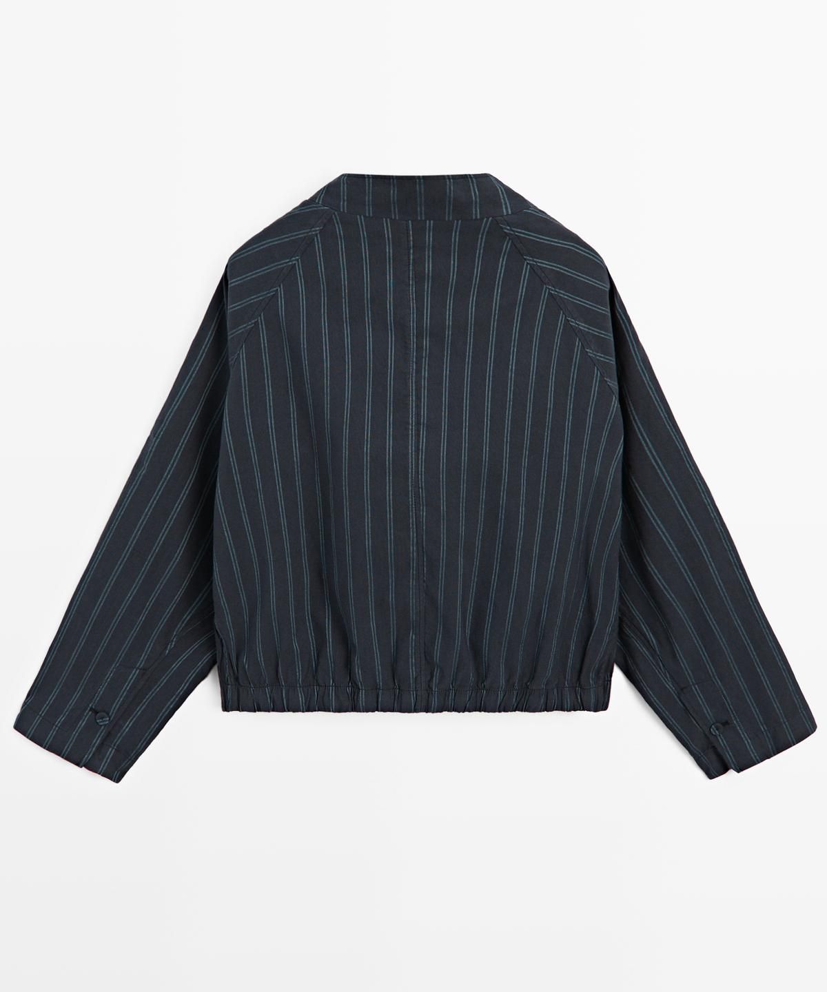 마시모두띠(MASSIMO DUTTI) 스트라이프 하이넥 봄버 자켓