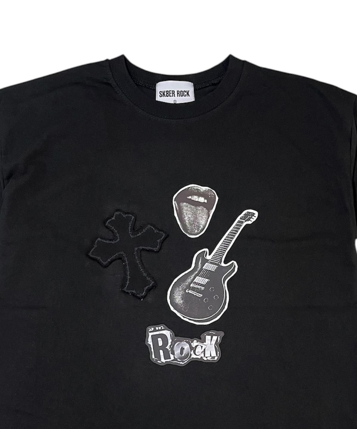 스케이터락(SK8ER ROCK) Rock Cross Collage T-Shirt ((Black))