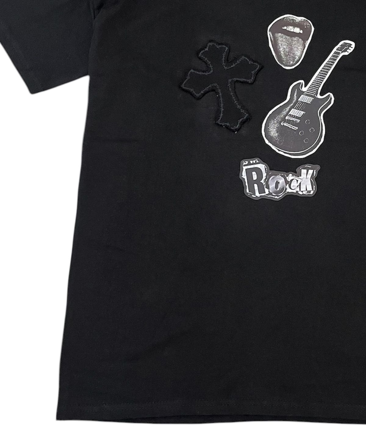 스케이터락(SK8ER ROCK) Rock Cross Collage T-Shirt ((Black))