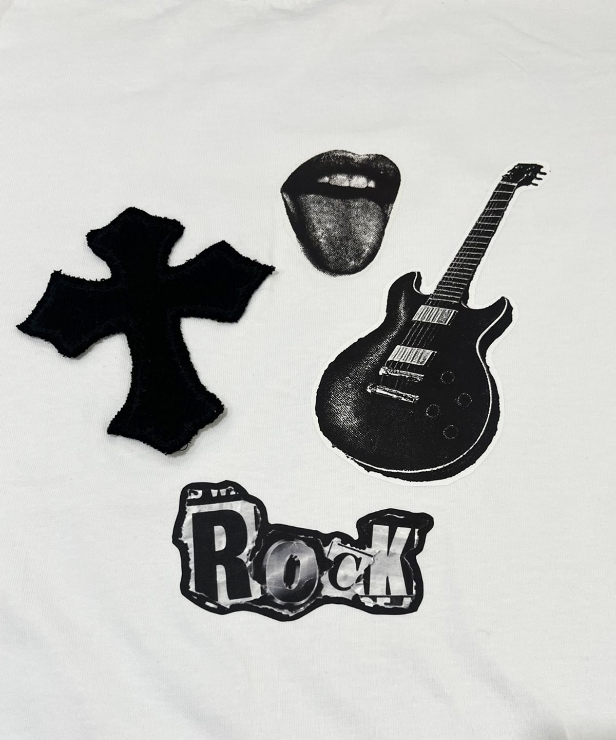 스케이터락(SK8ER ROCK) Rock Cross Collage T-Shirt ((White))