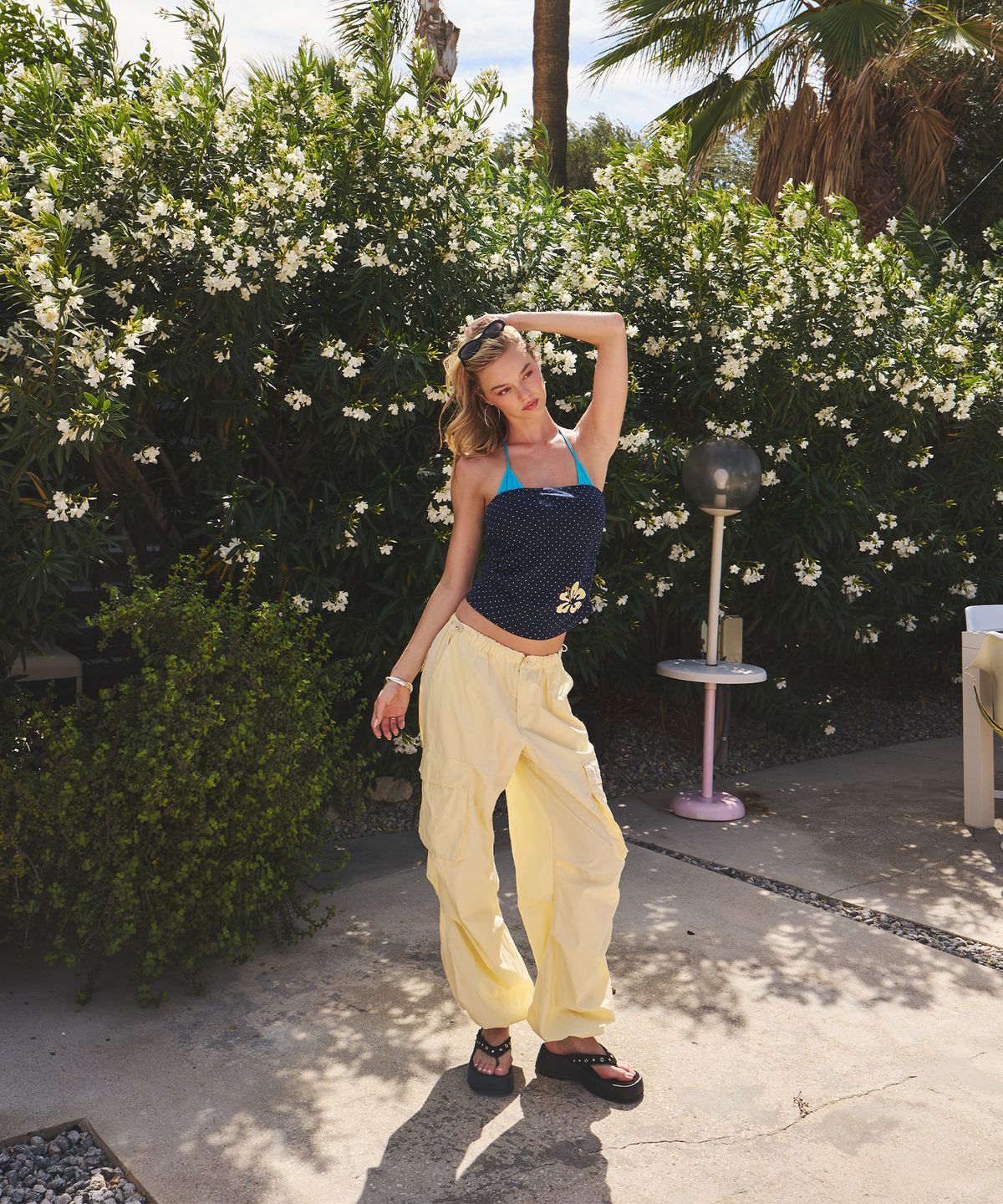 에즈이프 캘리(ASIF CALIE) ALOHA DOT PADDED TUBE TOP NAVY