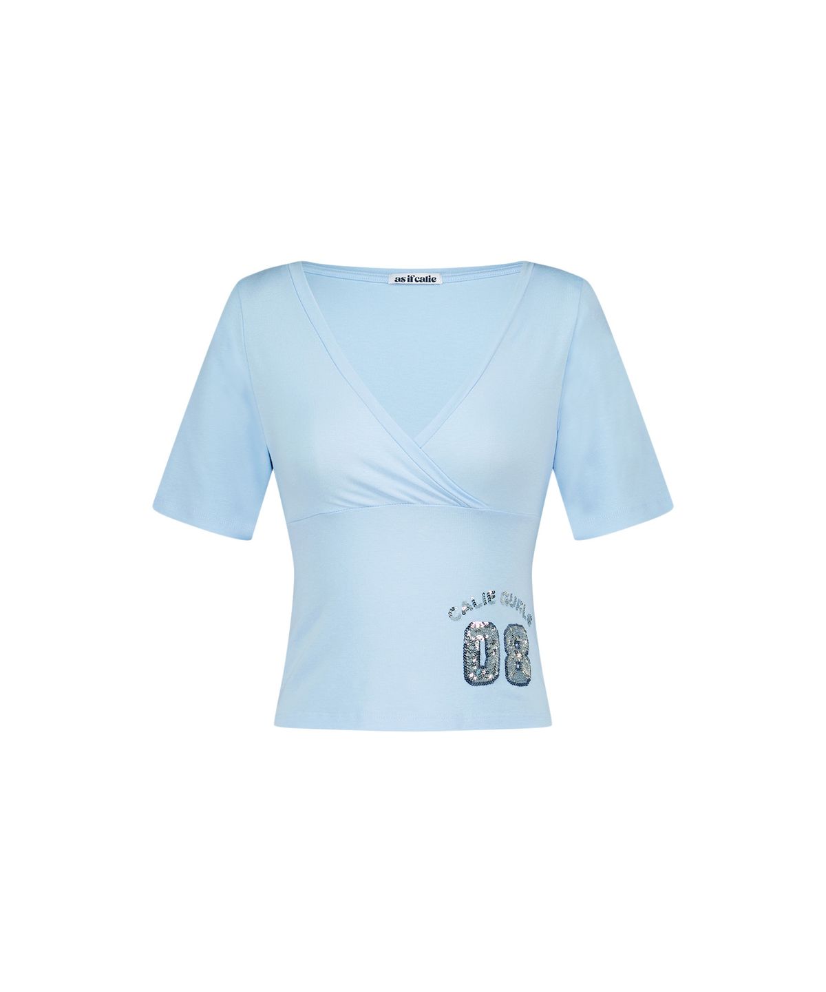 에즈이프 캘리(ASIF CALIE) DEEP V SEQUIN WRAP T-SHIRTS SKYBLUE