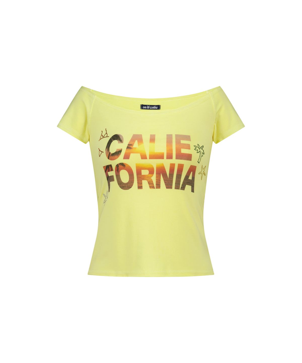 에즈이프 캘리(ASIF CALIE) SUNSET RAW EDGE OFF SHOULDER T-SHIRT YELLOW