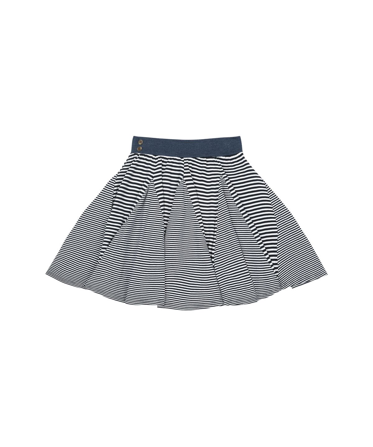 오헤시오(OHESHIO) STRIPE FLARE MIDI SKIRT, NAVY