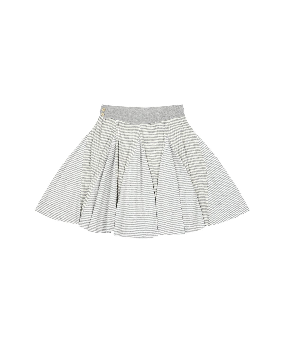 오헤시오(OHESHIO) STRIPE FLARE MIDI SKIRT, MELANGE GRAY