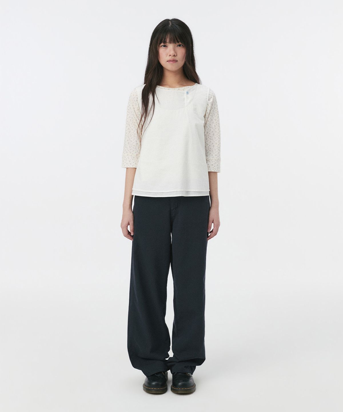 오헤시오(OHESHIO) STRAIGHT COLOR COTTON PANTS, NAVY