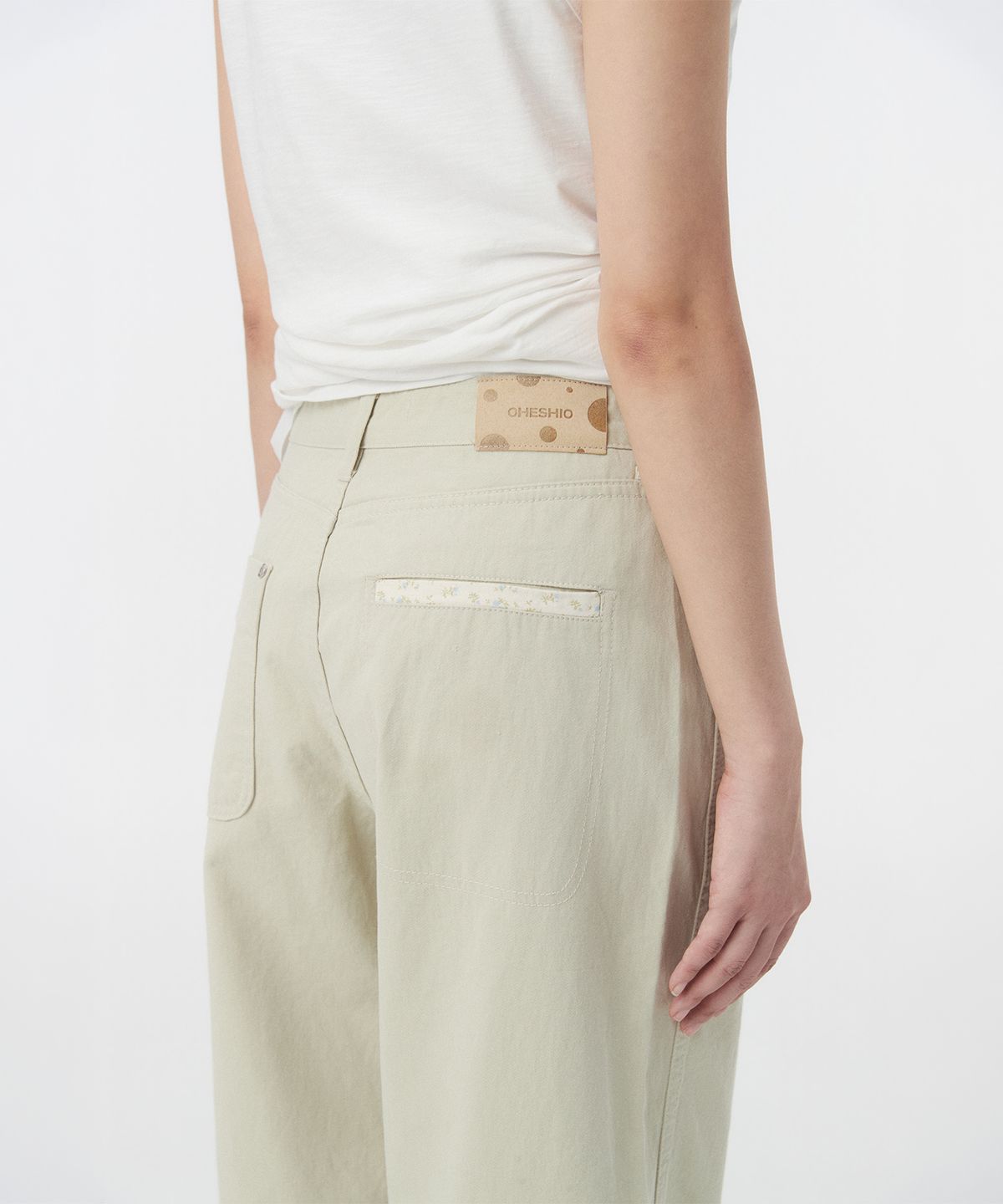 오헤시오(OHESHIO) STRAIGHT COLOR COTTON PANTS, LIGHT BEIGE