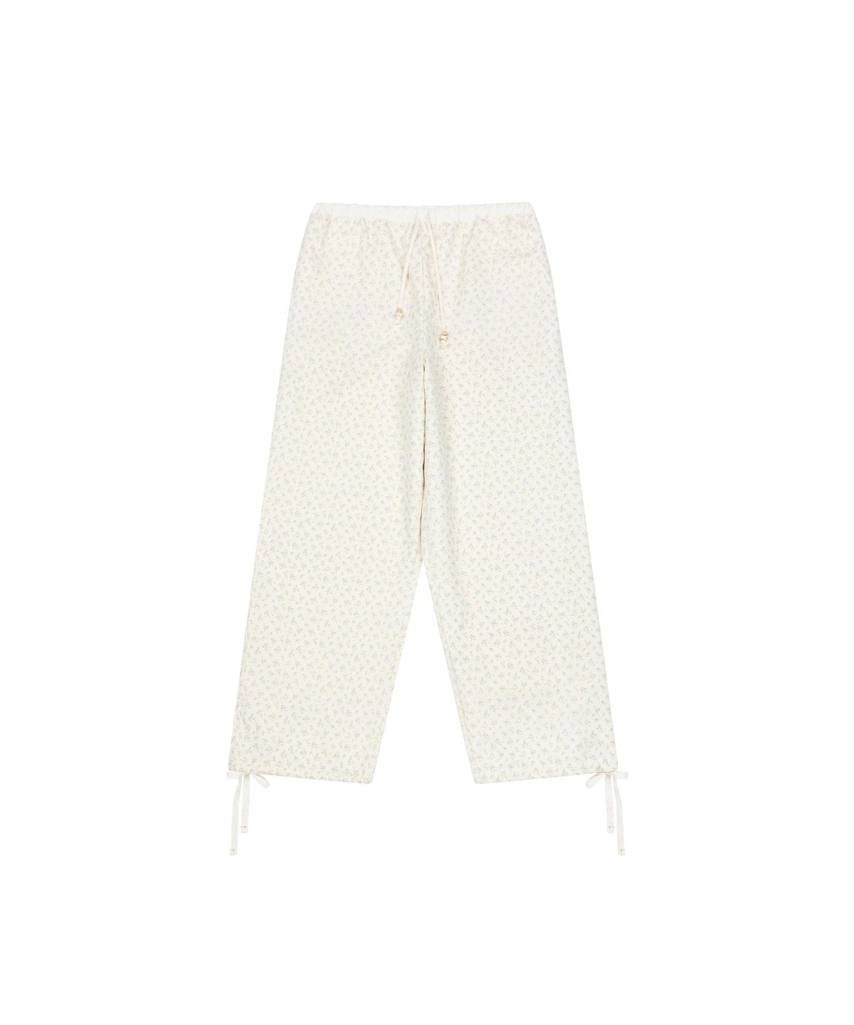 오헤시오(OHESHIO) FLORAL WIDE BANDING PANTS, WHITE