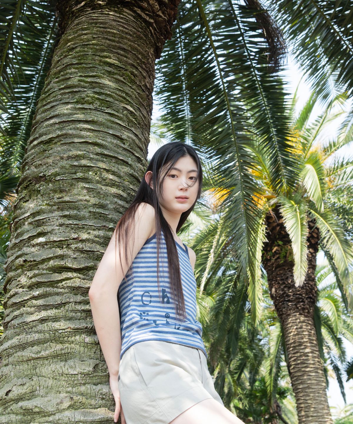 오헤시오(OHESHIO) FLORAL DETAIL COTTON SHORTS, KHAKI GRAY