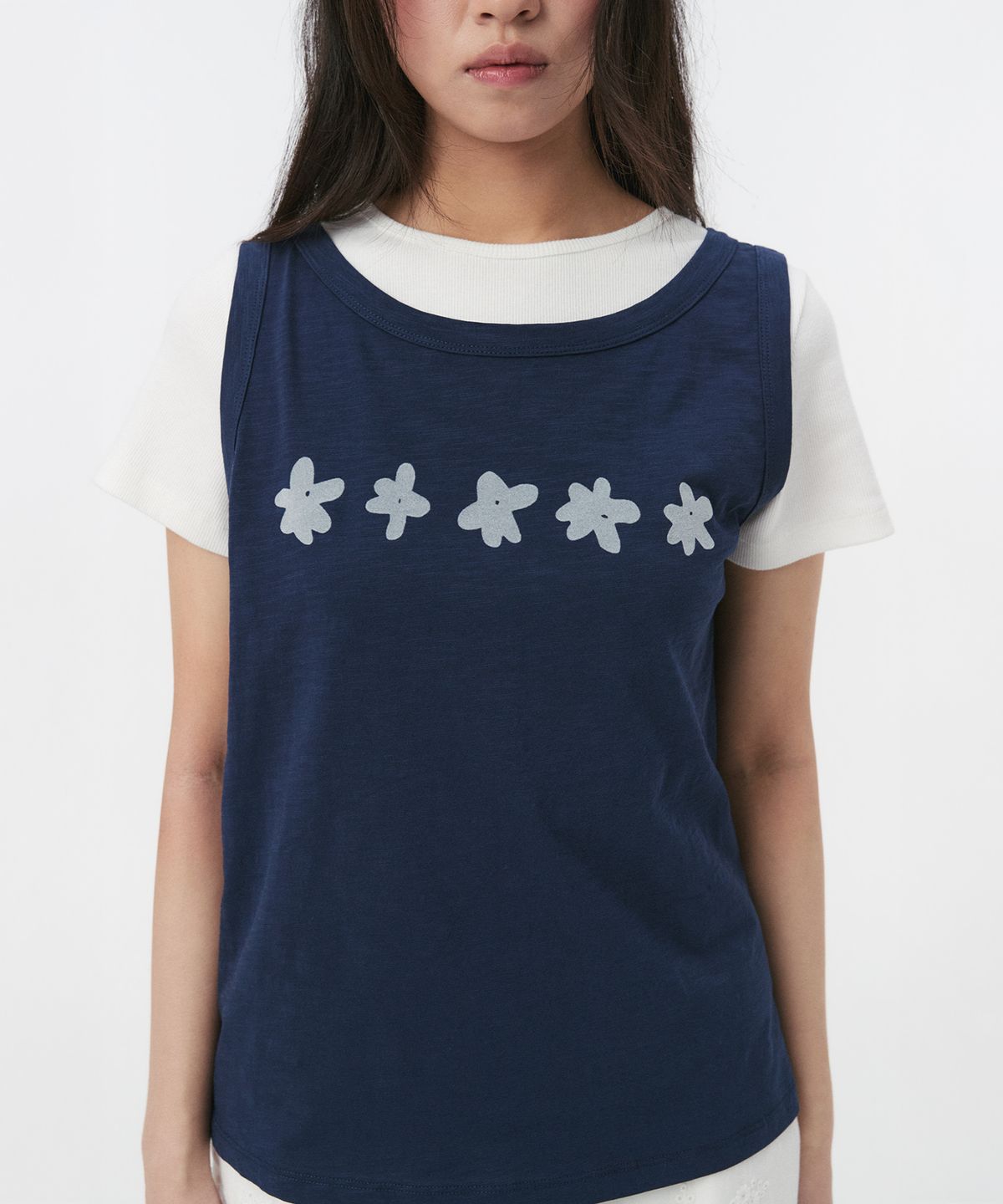 오헤시오(OHESHIO) FLOWER PRINTING SLEEVELESS, NAVY