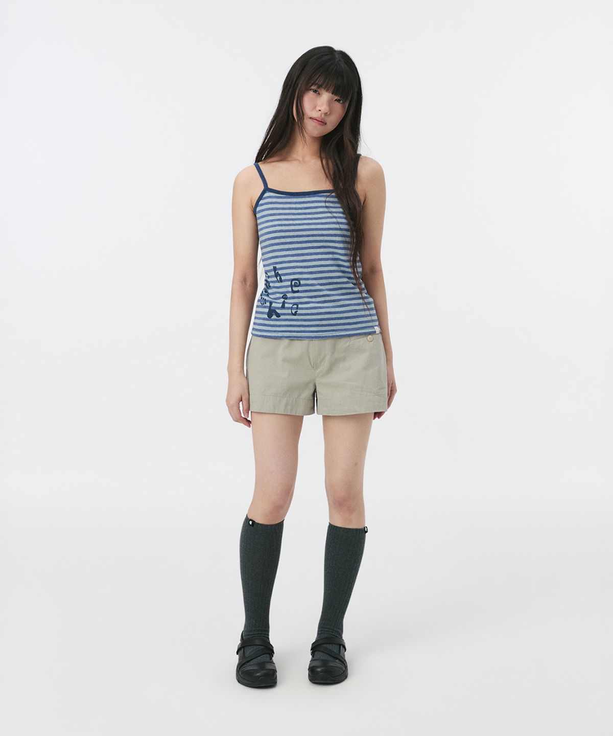 오헤시오(OHESHIO) LOGO STRIPE SLEEVELESS, SKY BLUE