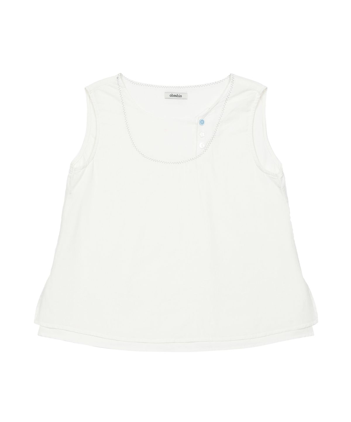 오헤시오(OHESHIO) BUTTON LAYERED SLEEVELESS BLOUSE, WHITE