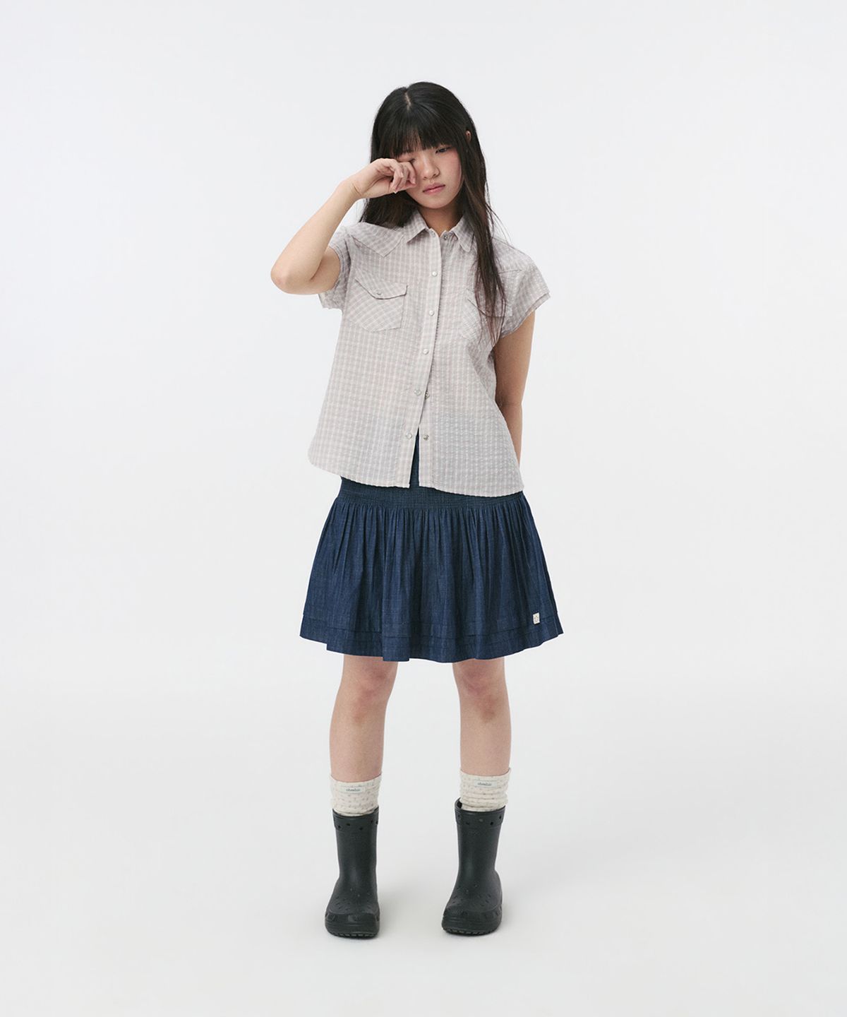 오헤시오(OHESHIO) LAYERED WESTERN CHECK SHIRT, PINK