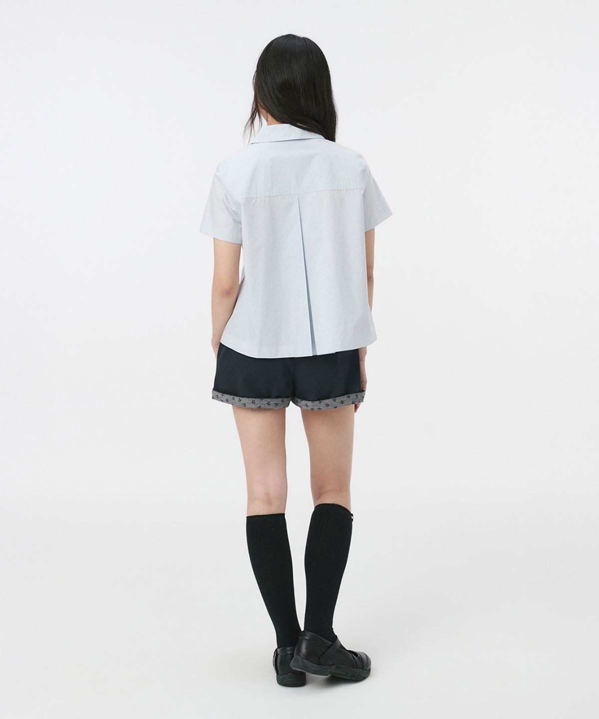오헤시오(OHESHIO) A-LINE PLEATED POCKET SHIRT, BLUE