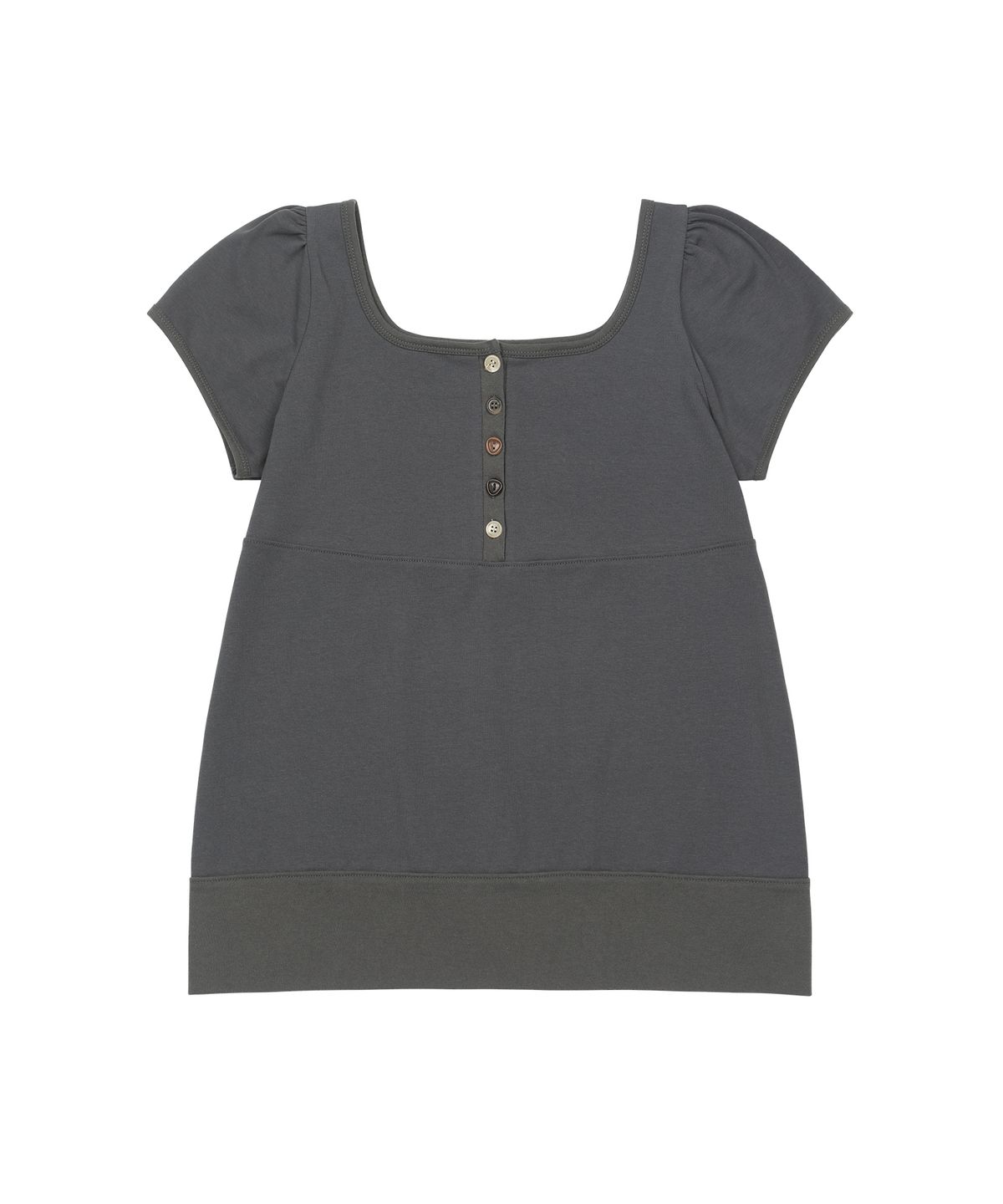 오헤시오(OHESHIO) SQUARE NECK JERSEY BLOUSE, CHARCOAL
