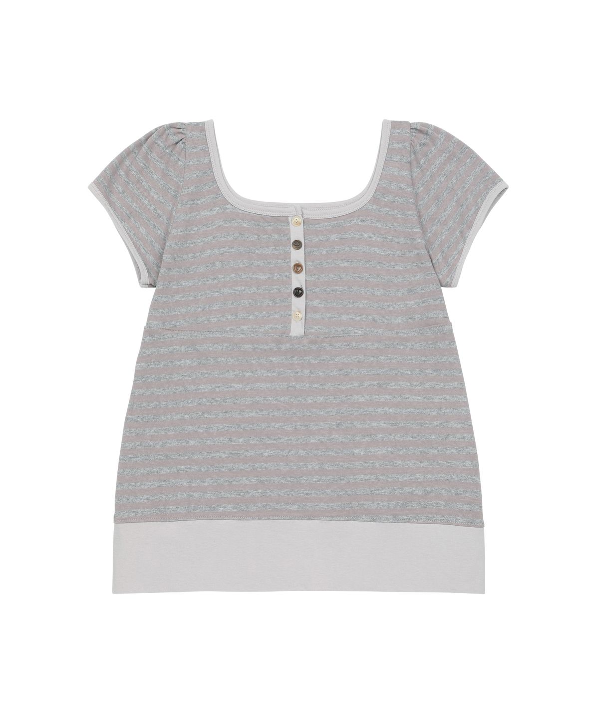 오헤시오(OHESHIO) SQUARE NECK JERSEY BLOUSE, LAVENDER STRIPE