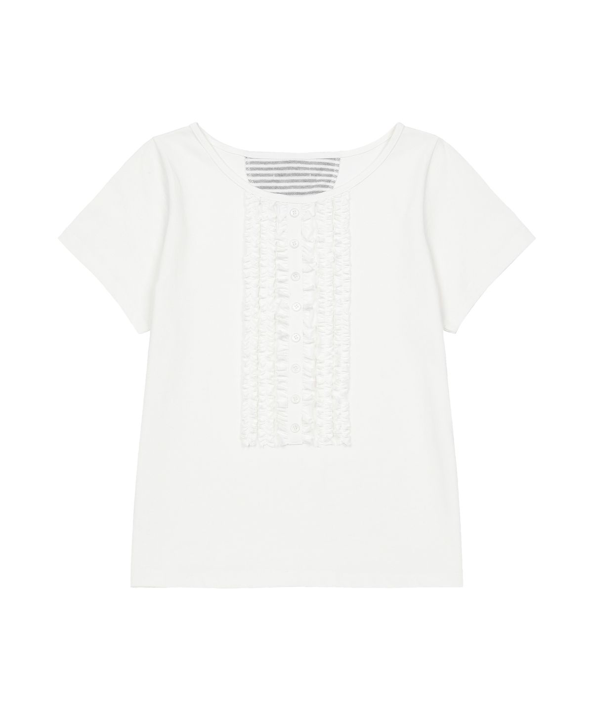 오헤시오(OHESHIO) FRILL JERSEY T-SHIRT, IVORY