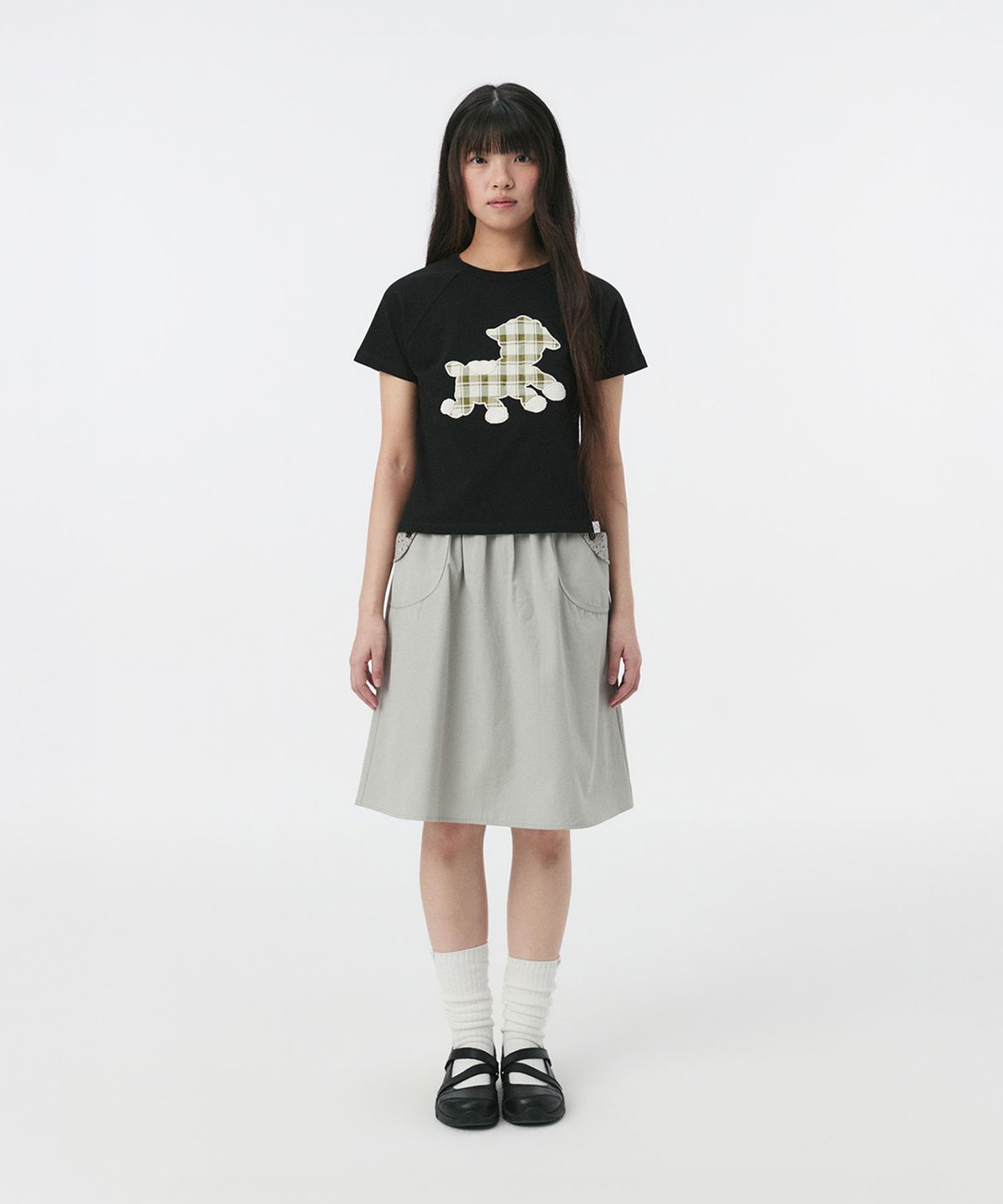 오헤시오(OHESHIO) LITTLE SHEEP PATCH T-SHIRT, BLACK