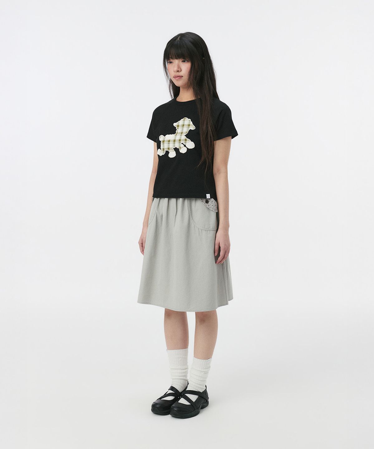 오헤시오(OHESHIO) LITTLE SHEEP PATCH T-SHIRT, BLACK