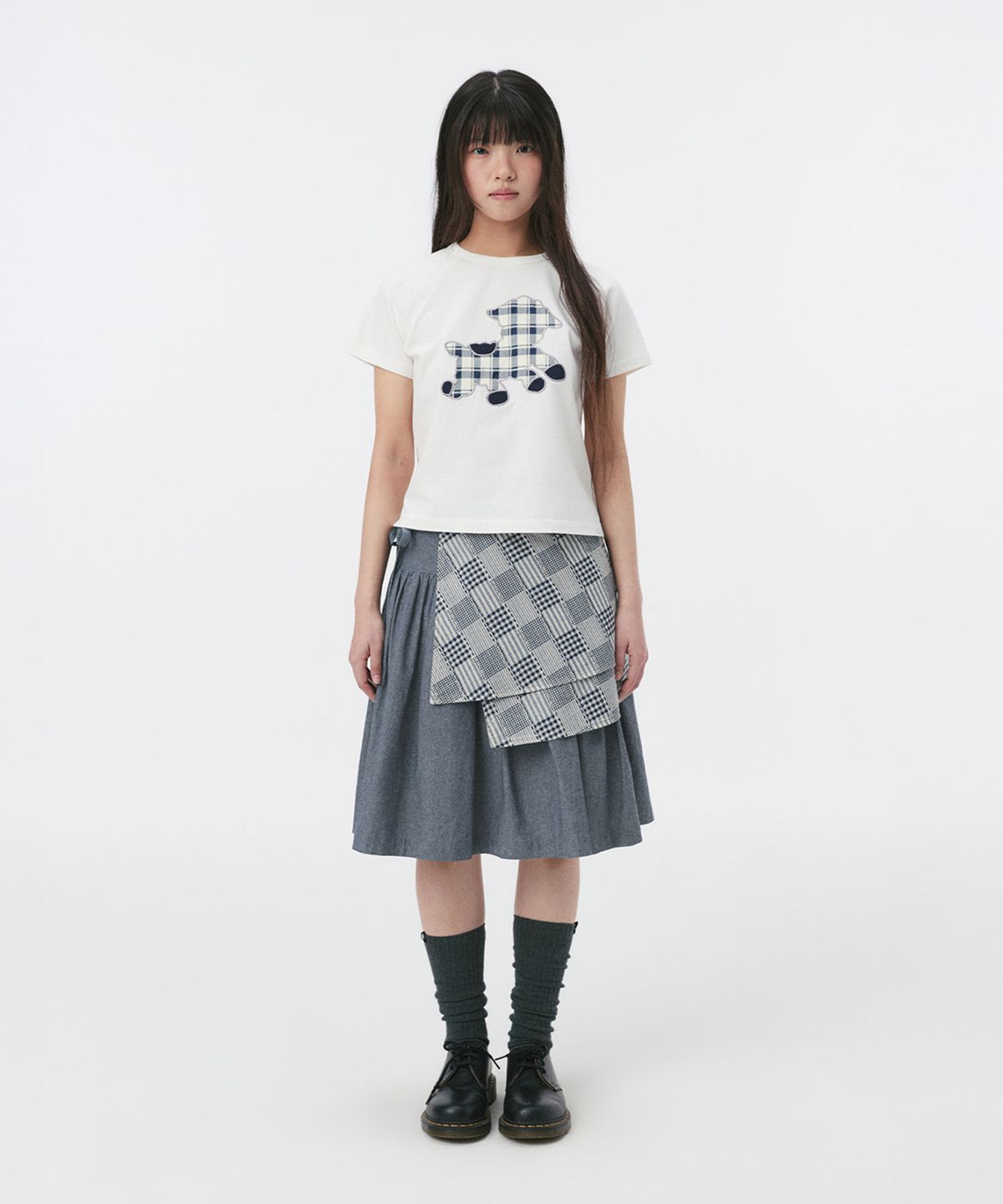 오헤시오(OHESHIO) LITTLE SHEEP PATCH T-SHIRT, WHITE