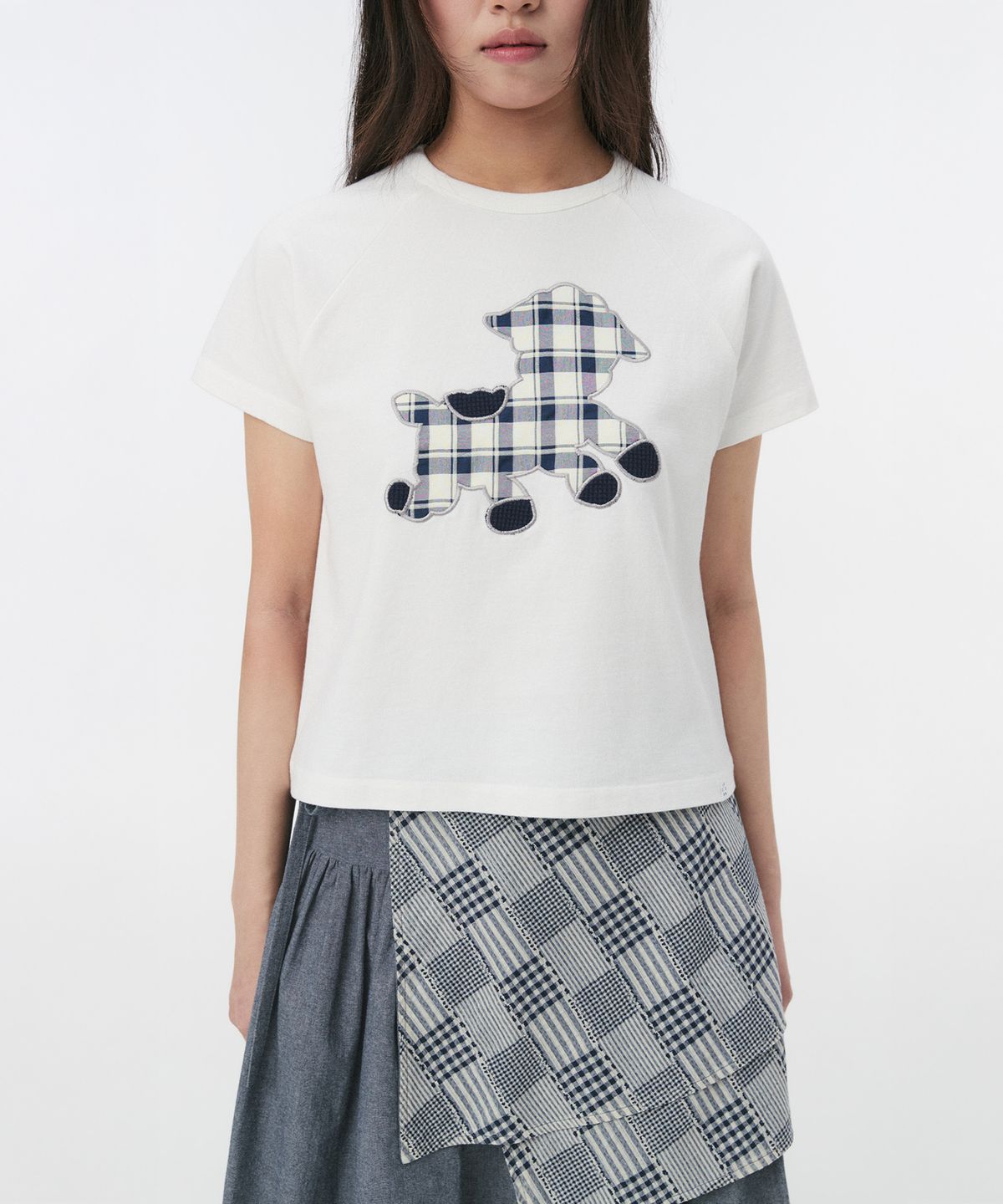 오헤시오(OHESHIO) LITTLE SHEEP PATCH T-SHIRT, WHITE
