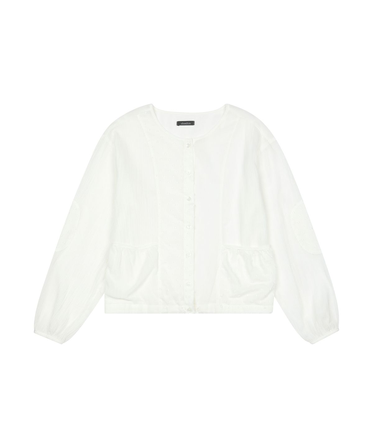 오헤시오(OHESHIO) DOT PATCHWORK BLOUSE, WHITE
