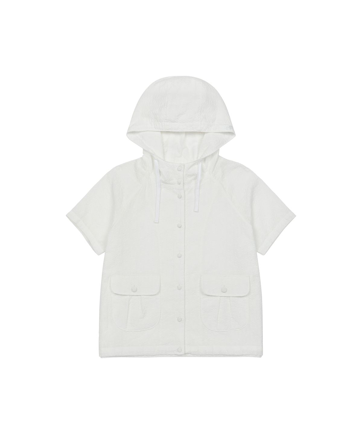 오헤시오(OHESHIO) PUNCHING HOODED HALF JUMPER, WHITE