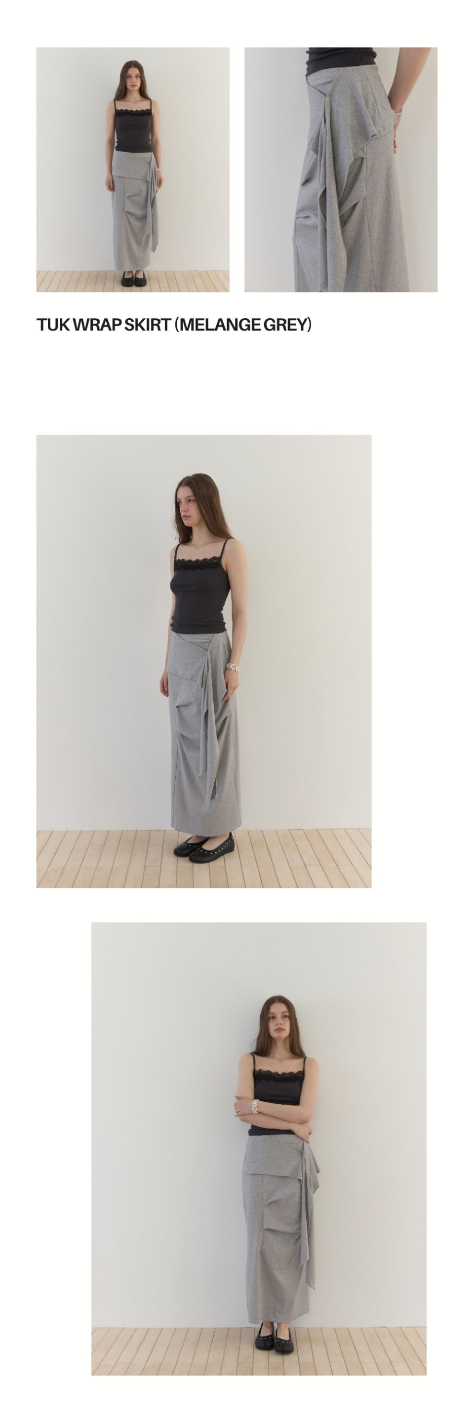MUSINSA | ASURA TUK WRAP SKIRT (MELANGE GREY)