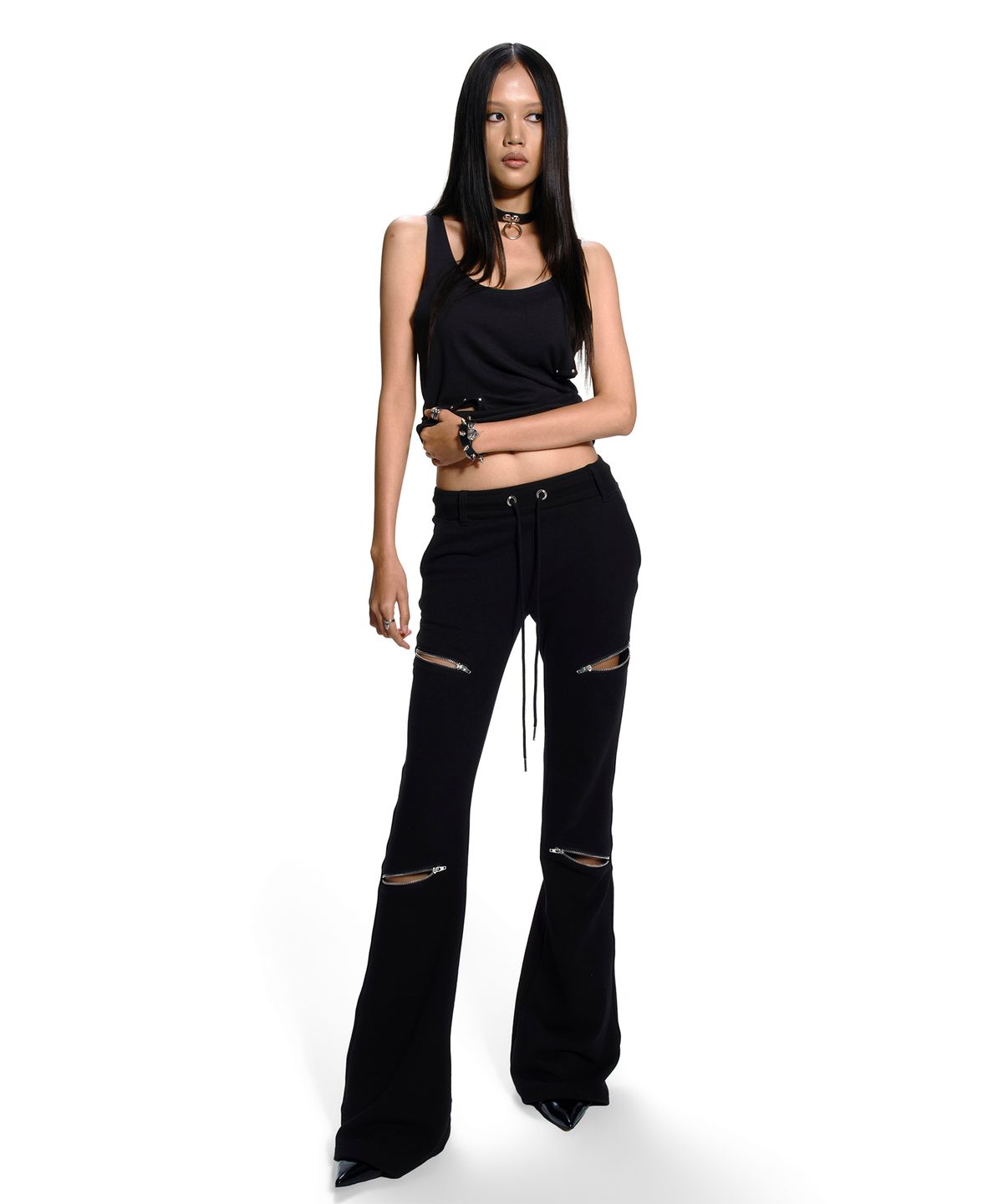 이양(EYANG) ZIPPER LINE BOOTS CUT SWEATPANTS BLACK
