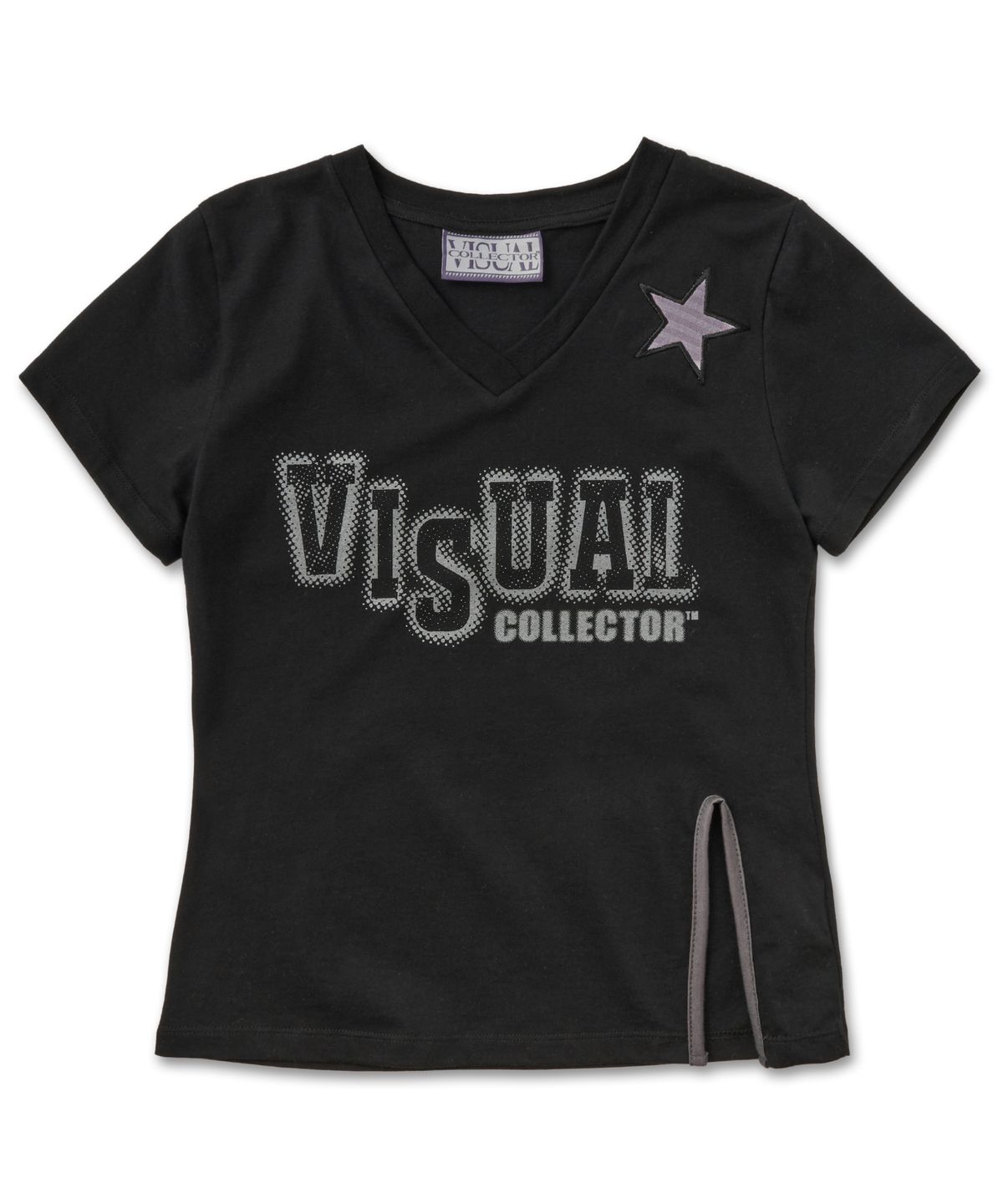 비주얼 컬렉터(VISUAL COLLECTOR) 스타 아플리케 슬릿 티 [블랙]