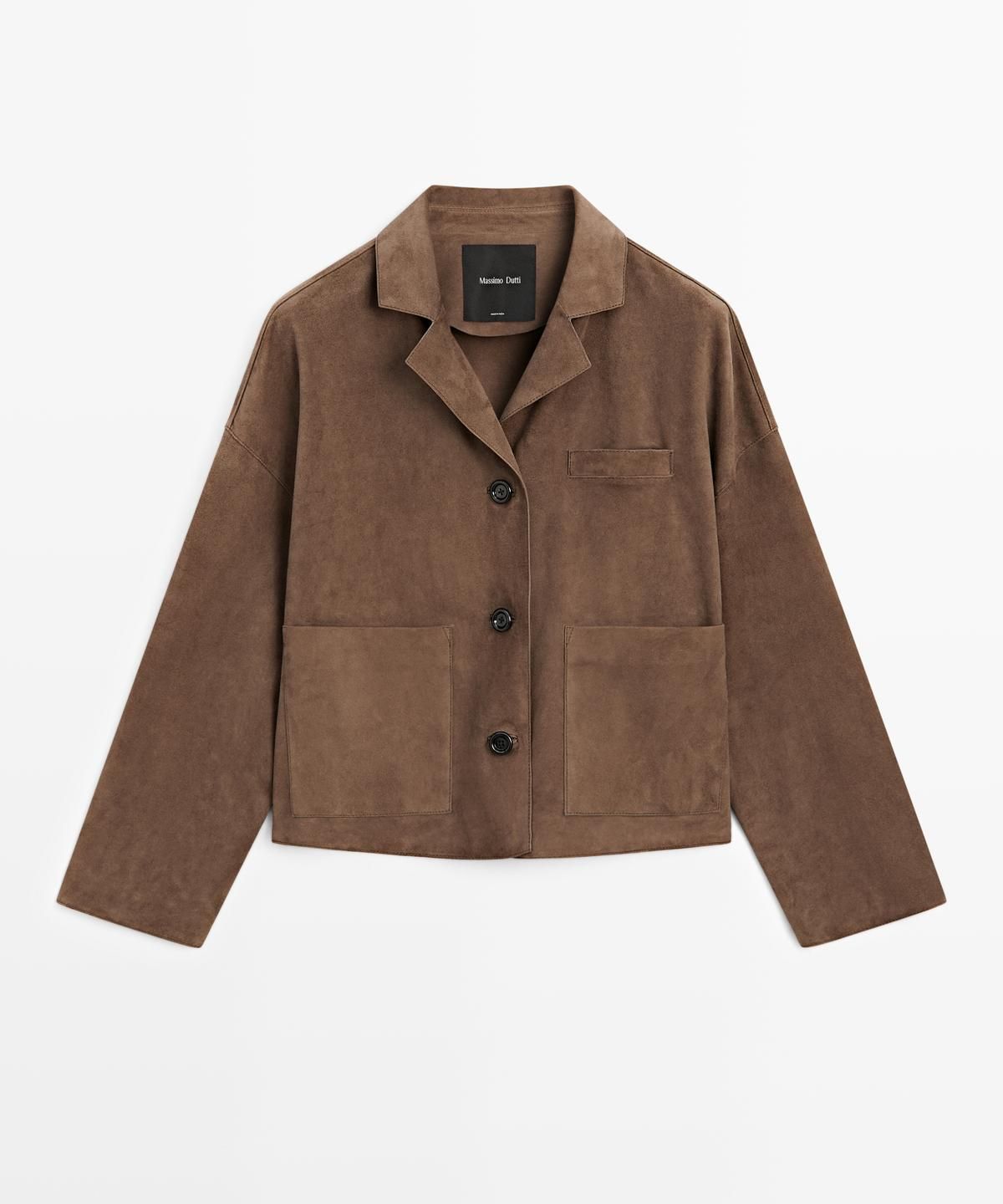 마시모두띠(MASSIMO DUTTI) 플리츠 스웨이드 레더 봄버 자켓