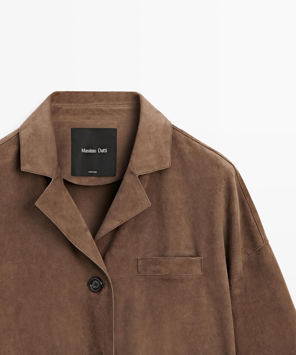 마시모두띠(MASSIMO DUTTI) 플리츠 스웨이드 레더 봄버 자켓