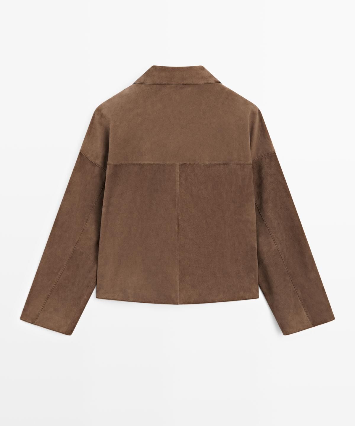 마시모두띠(MASSIMO DUTTI) 플리츠 스웨이드 레더 봄버 자켓