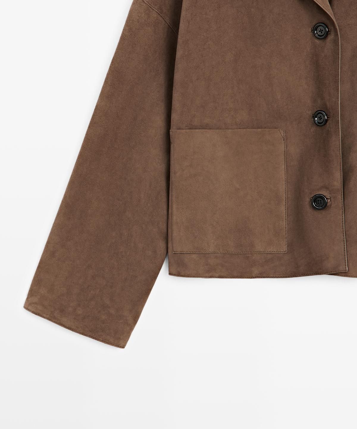 마시모두띠(MASSIMO DUTTI) 플리츠 스웨이드 레더 봄버 자켓