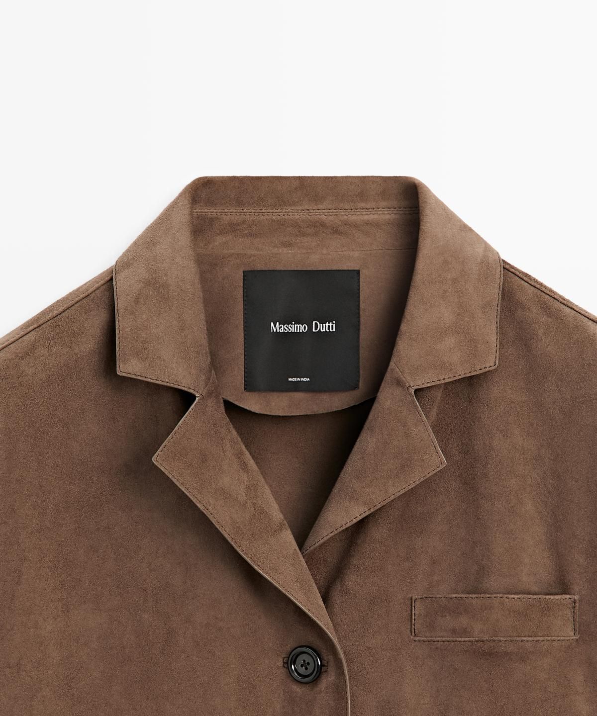 마시모두띠(MASSIMO DUTTI) 플리츠 스웨이드 레더 봄버 자켓
