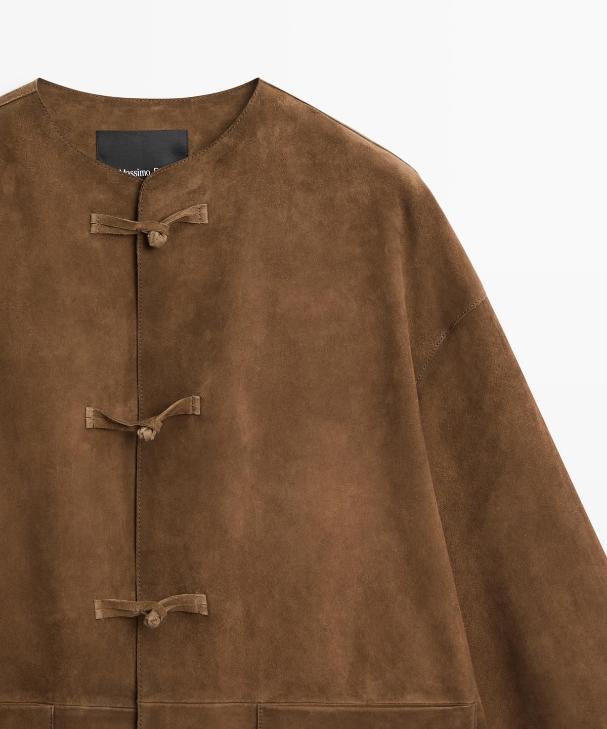 마시모두띠(MASSIMO DUTTI) 스웨이드 레더 스탠드 칼라 자켓